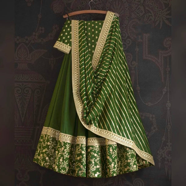 Good Looking Parrot Green Color With Work Lehenga Choli