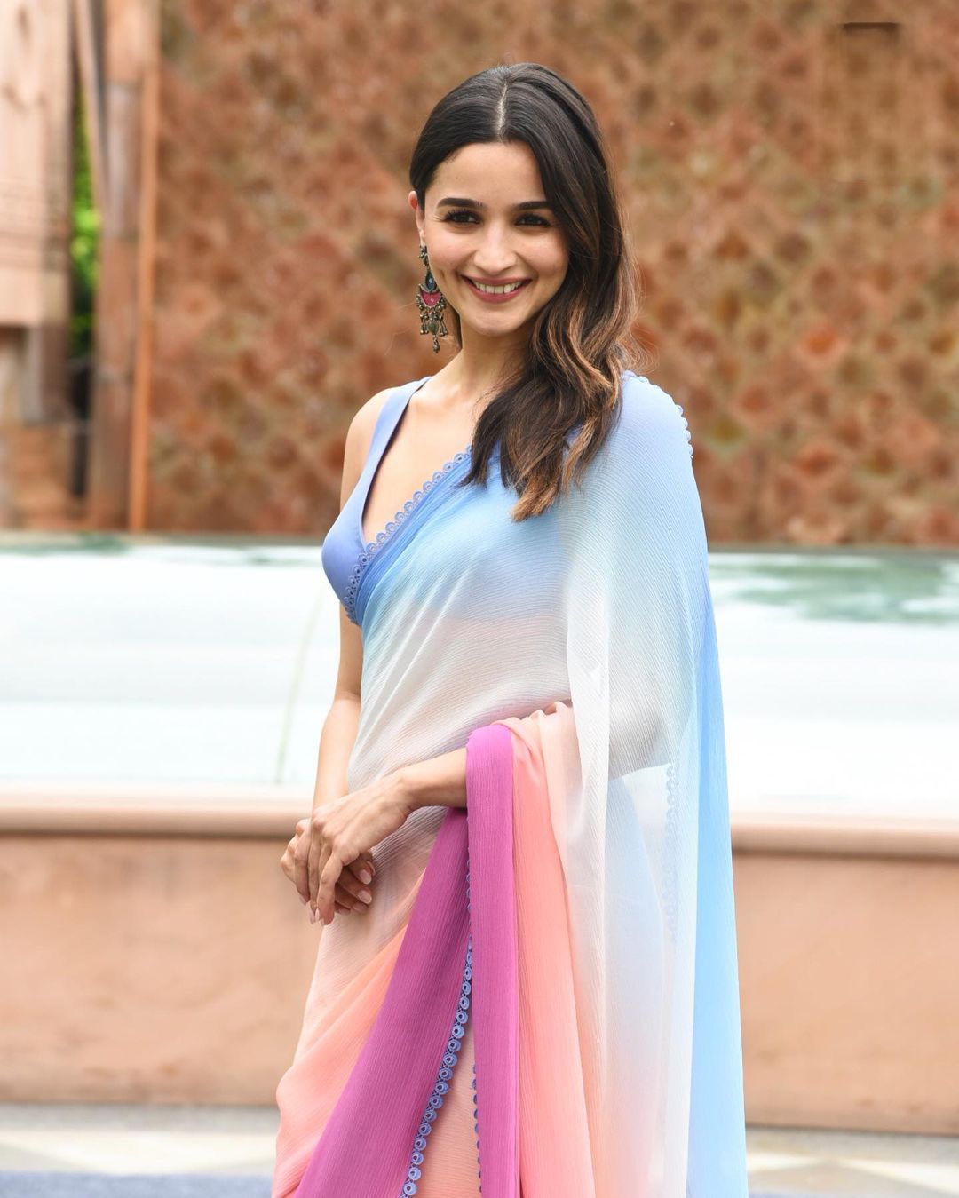 Alia Bhatt's Pastel Hued Ombre Multi Color Designer Saree