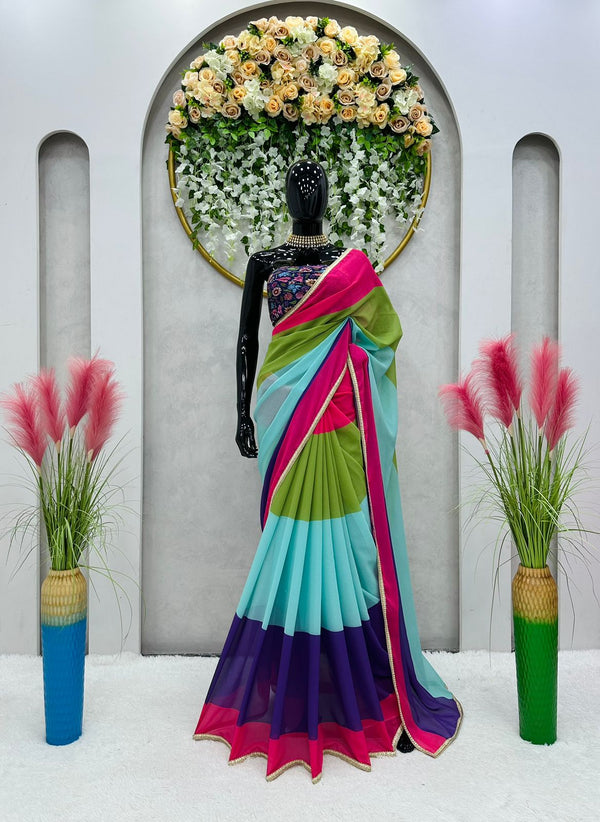 Designer Multi Color Bollywood Style Saree