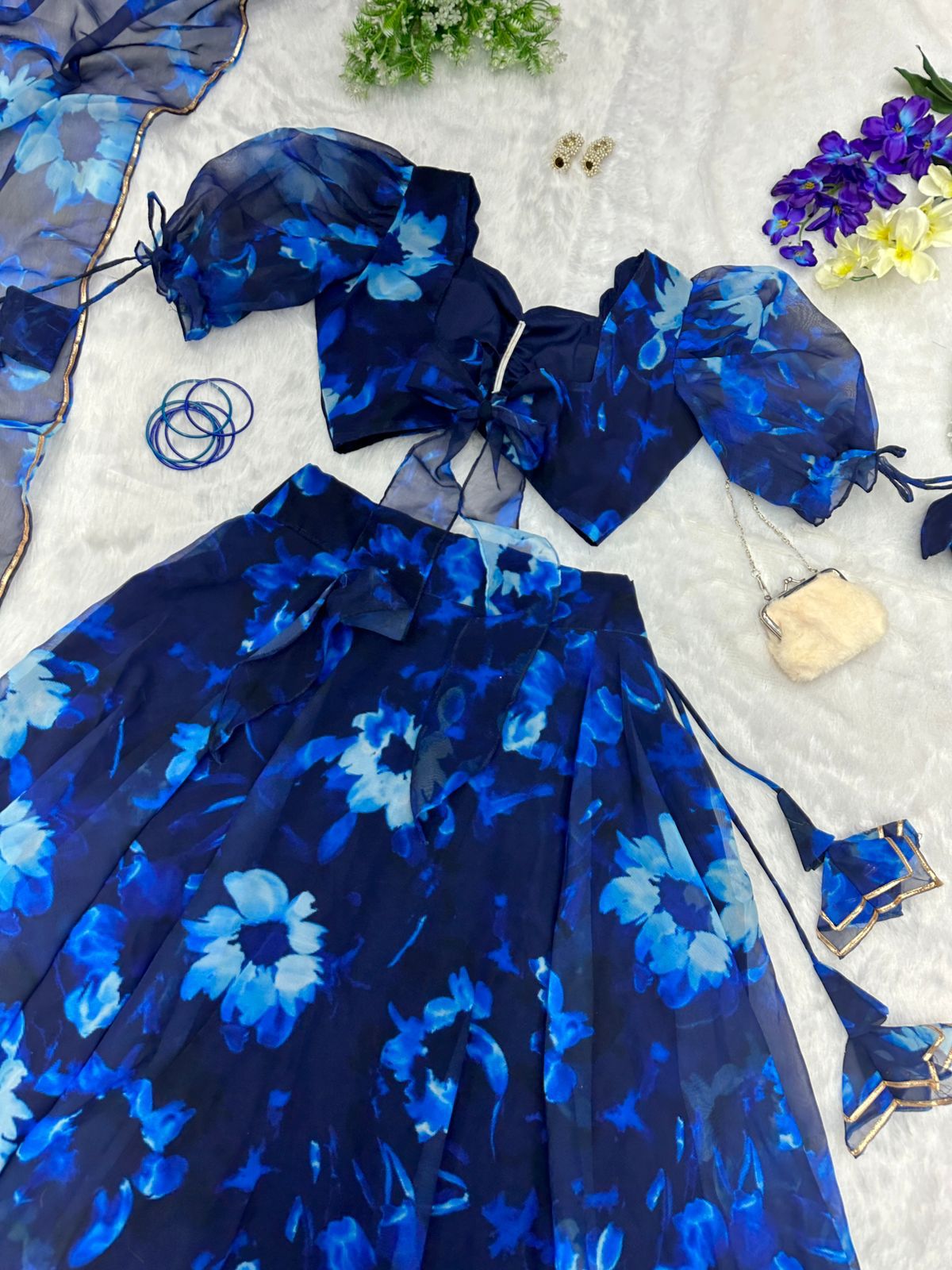 Alluring Navy Blue Color Georgette Silk Lehenga Choli