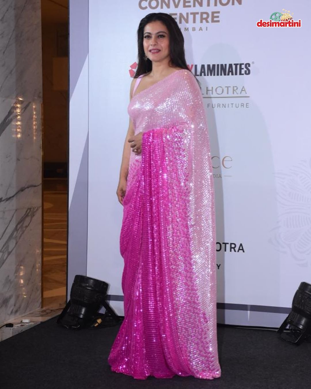 Celebrity Kajol Wear Dual Tone Pink Color Saree