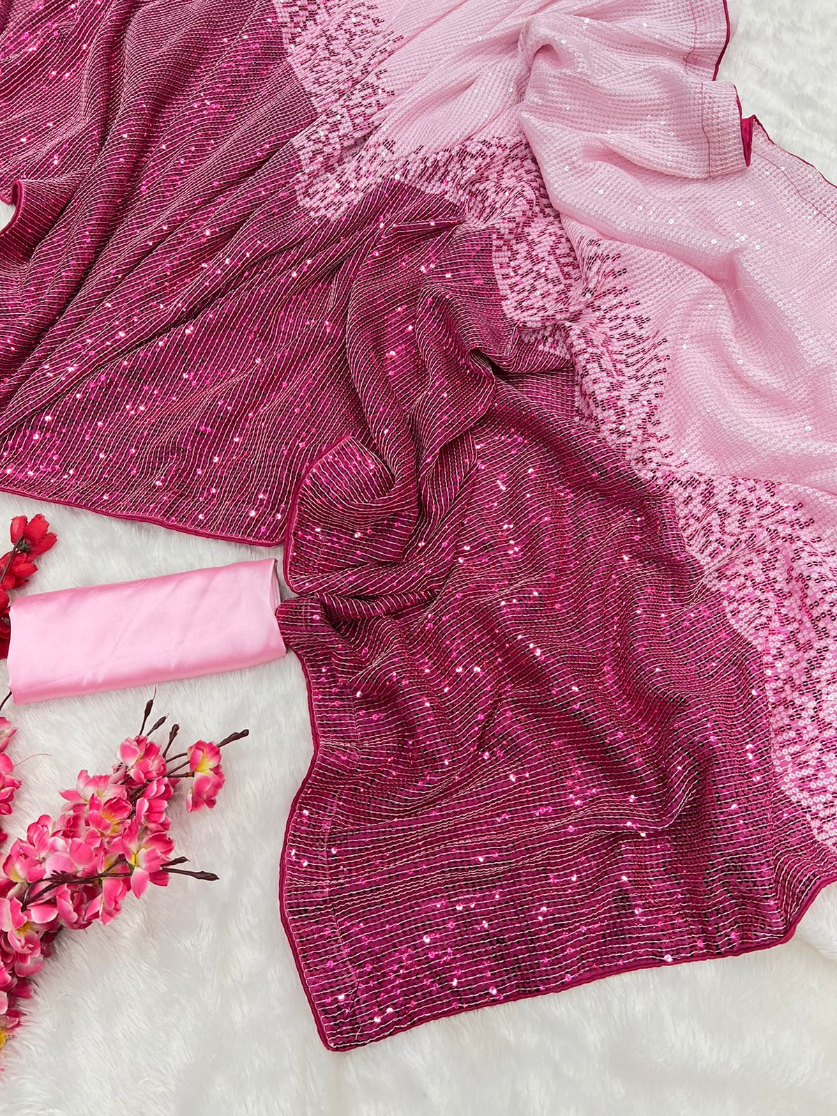 Celebrity Kajol Wear Dual Tone Pink Color Saree