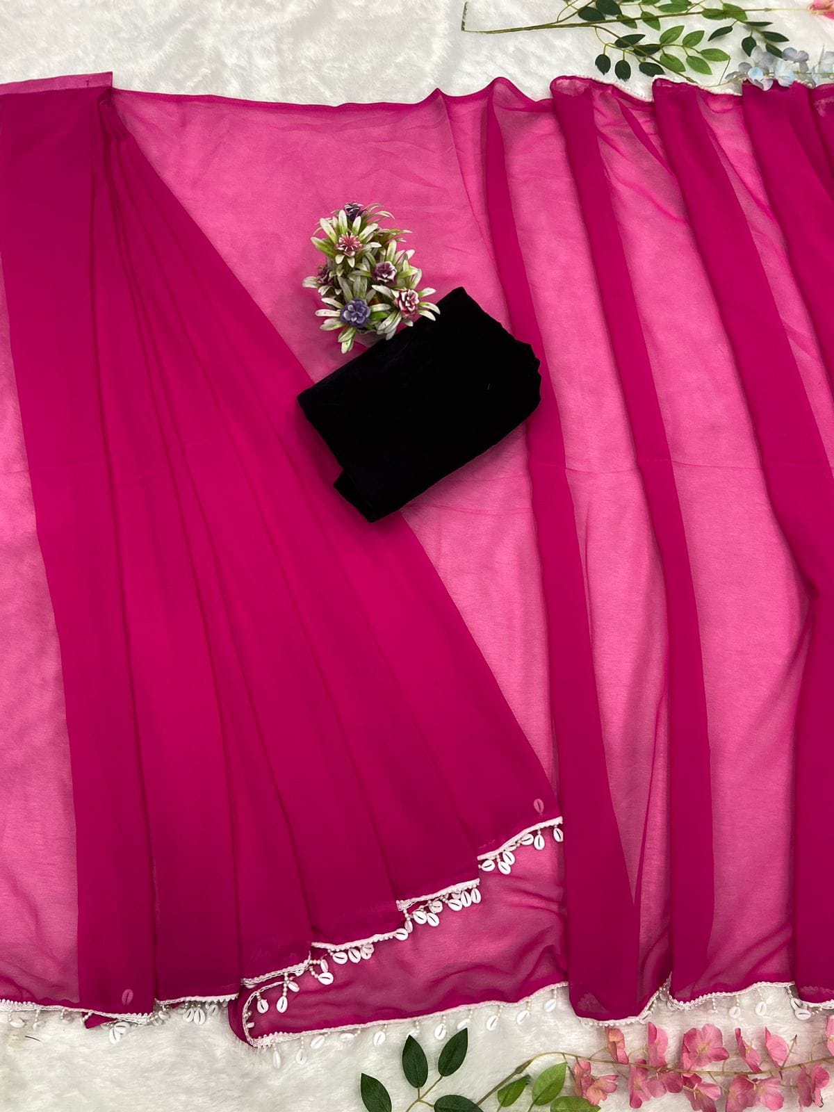 Good Looking Ready To Wear Pink Color Saree