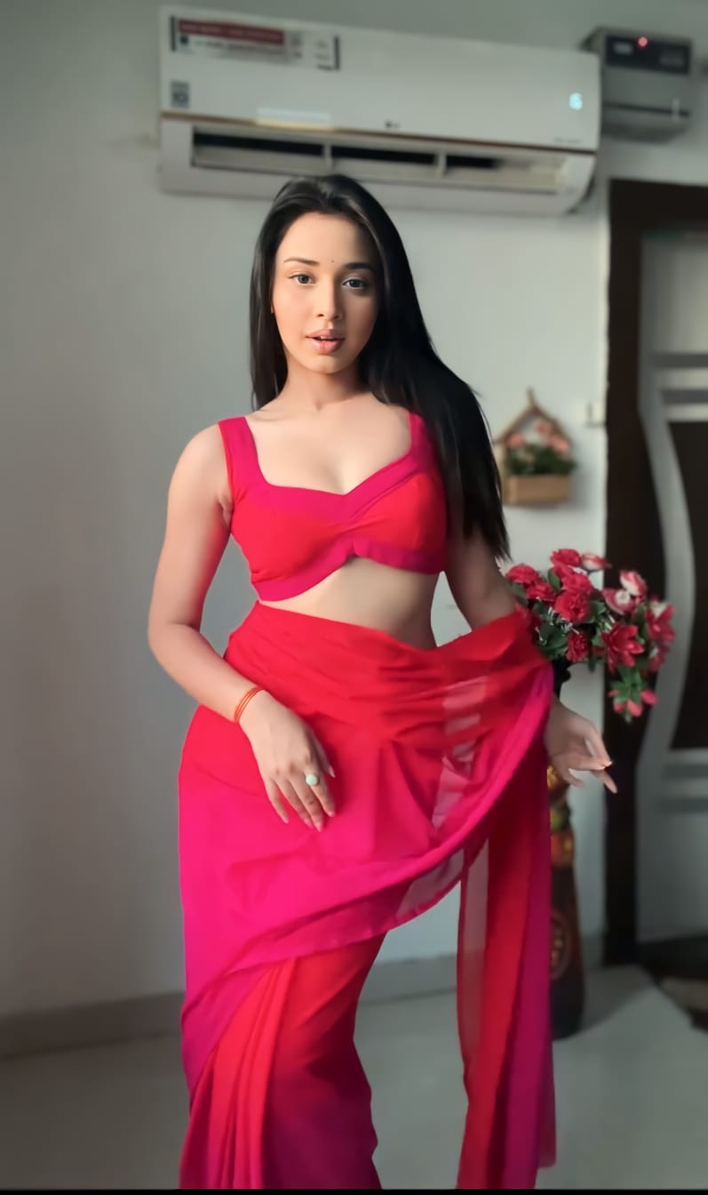 Lovely Red And Pink Ready To Wear Saree
