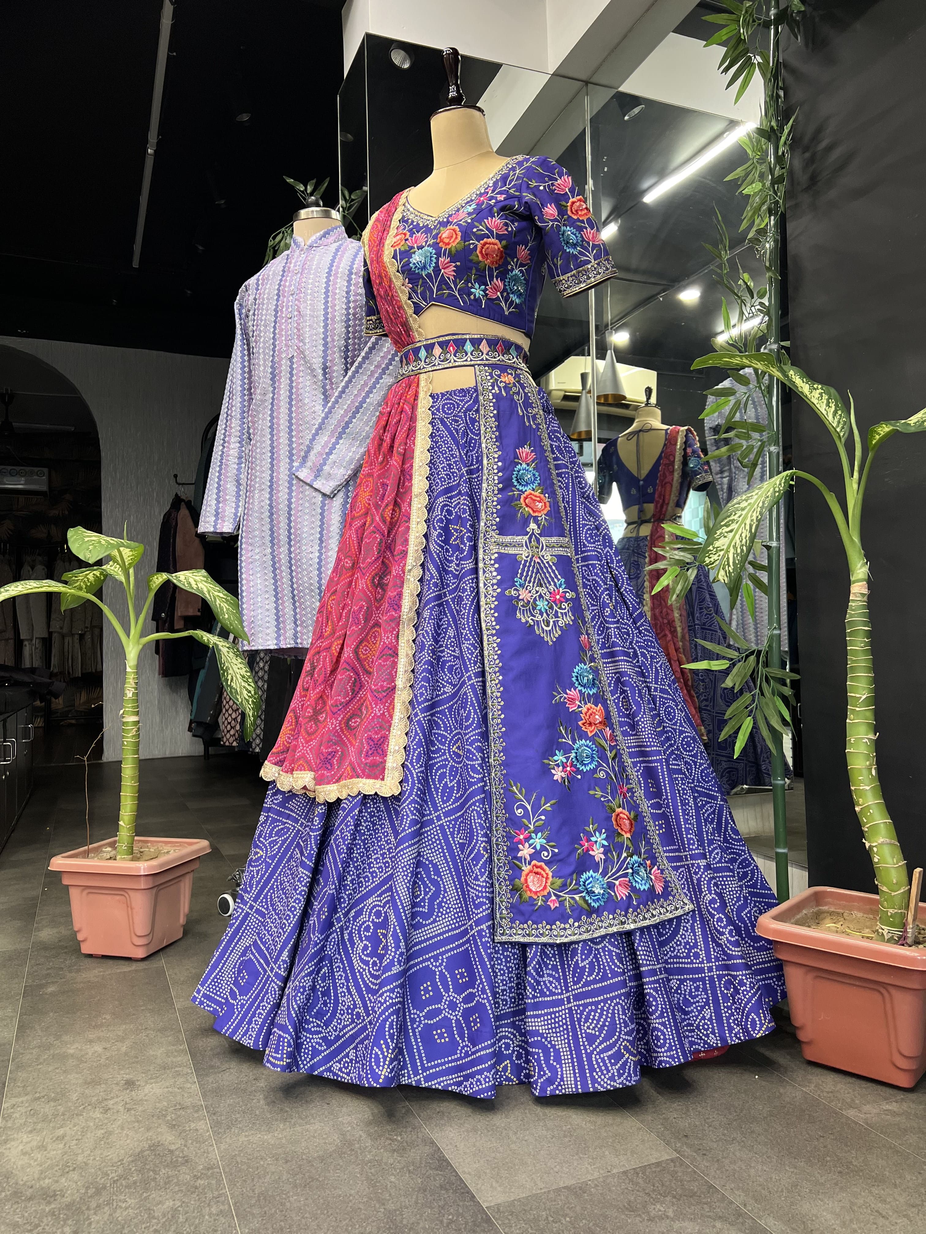 Bandhani Design Purple Color Stylish Lehenga Choli
