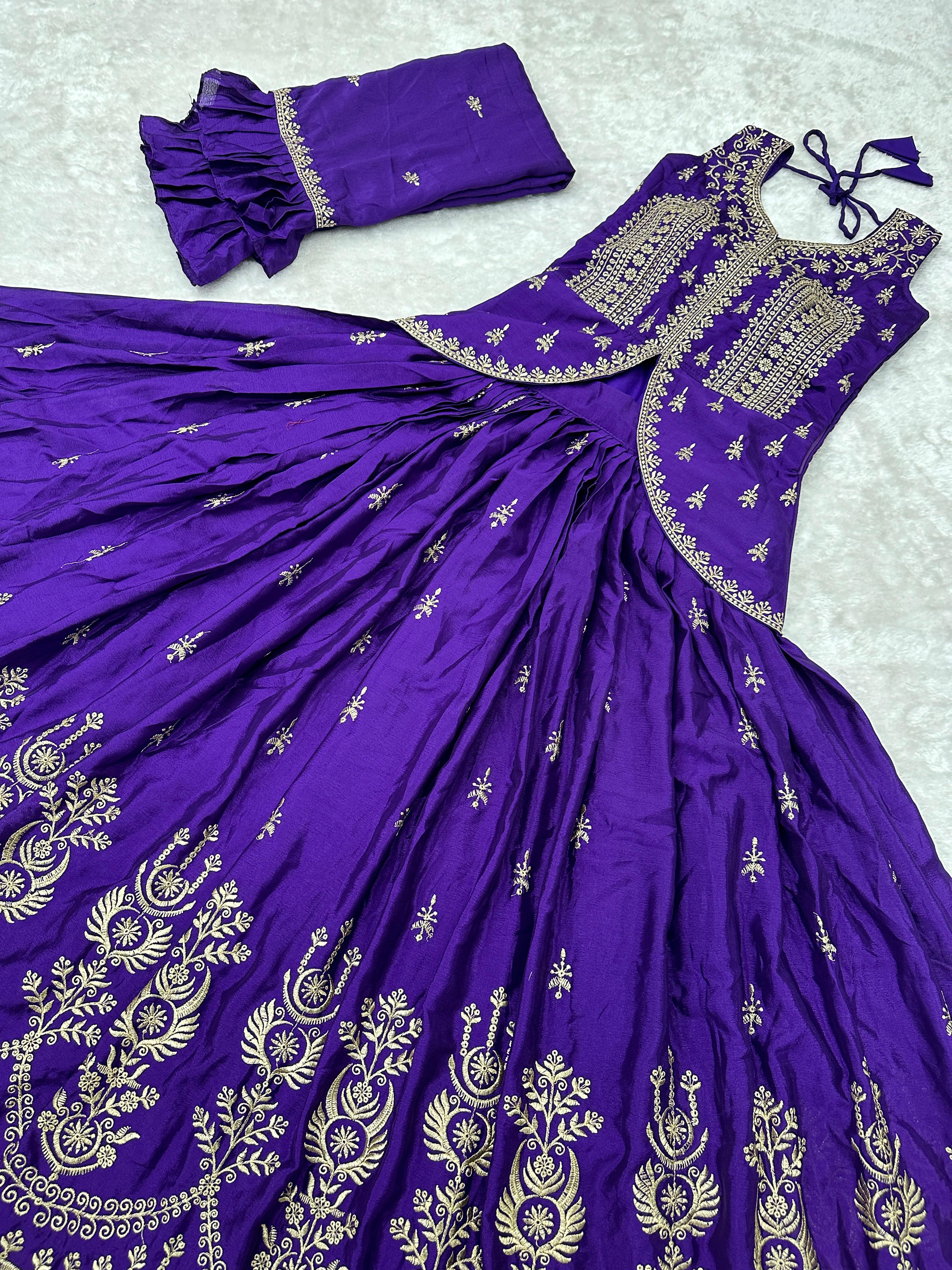 Function Wear Purple Color Crop Top Lehenga Choli