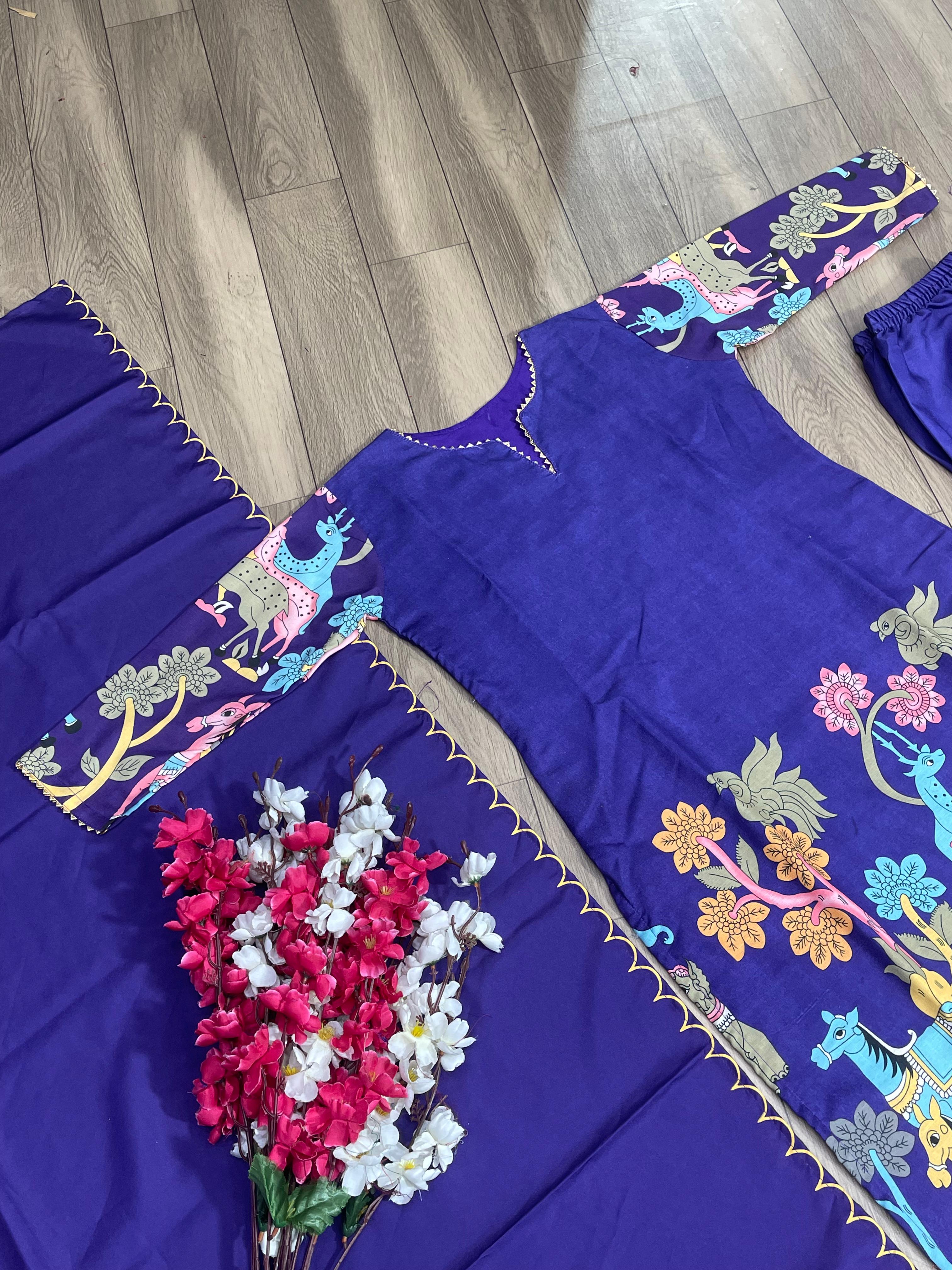 Kalamkari Print Purple Color Festive Wear Salwar Suit
