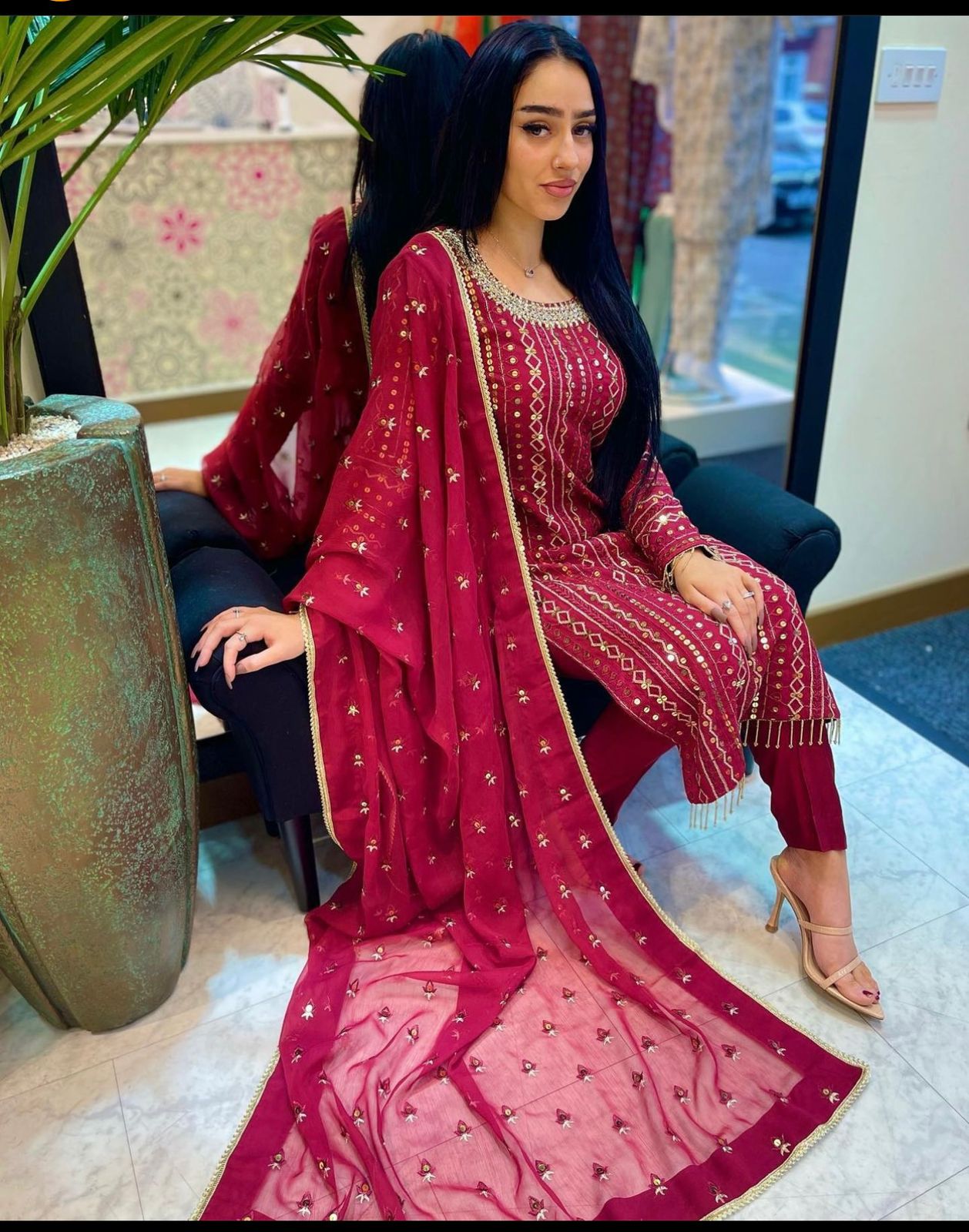 Fabulous Dark Pink Color Thread Sequence Work Salwar Suit