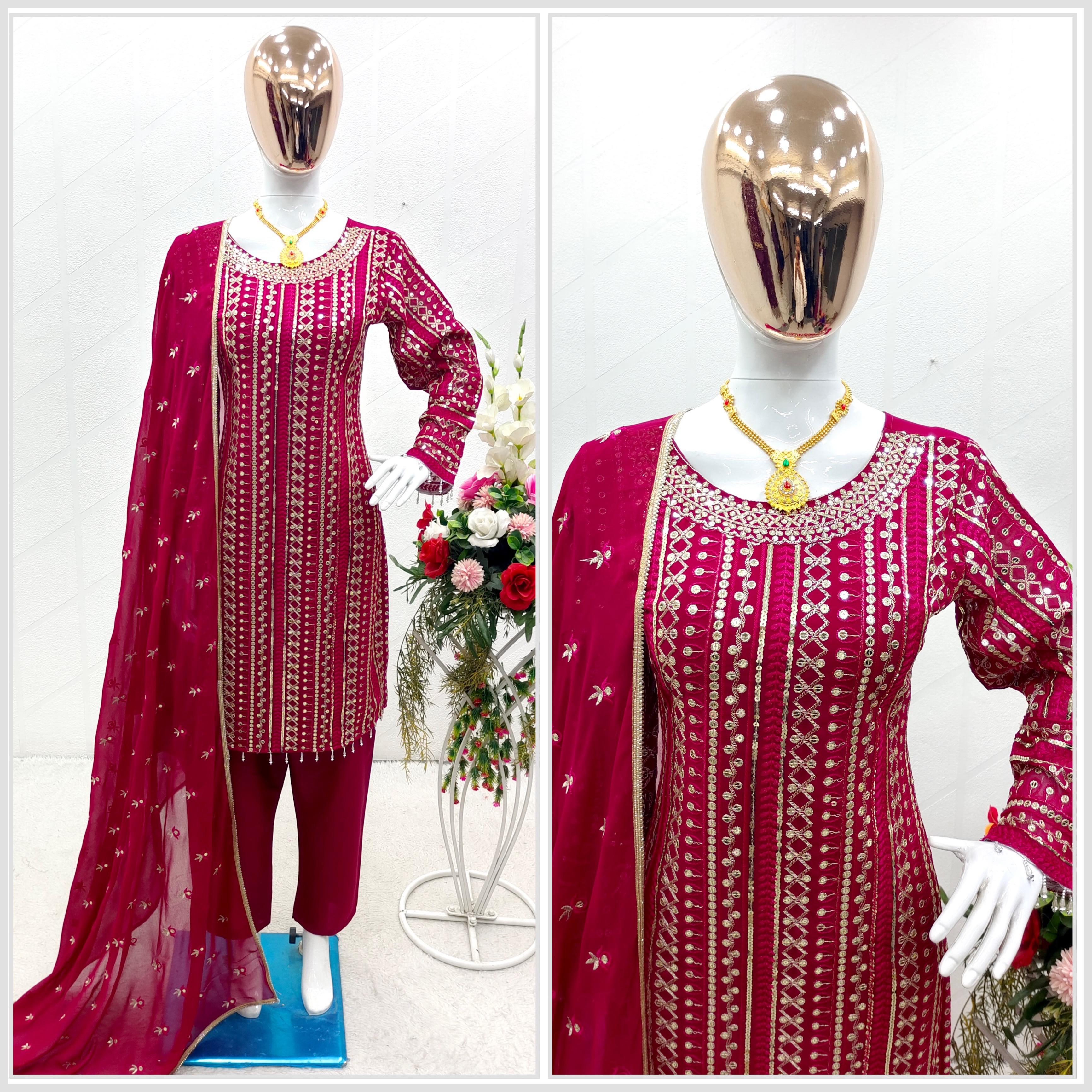 Fabulous Dark Pink Color Thread Sequence Work Salwar Suit