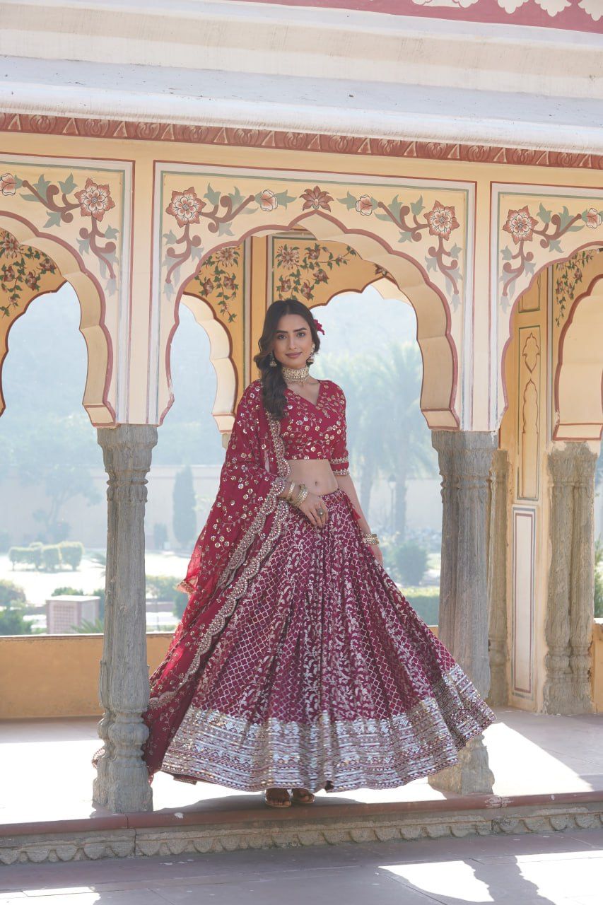 Marriage Special Pink Embroidered Work Lehenga Choli