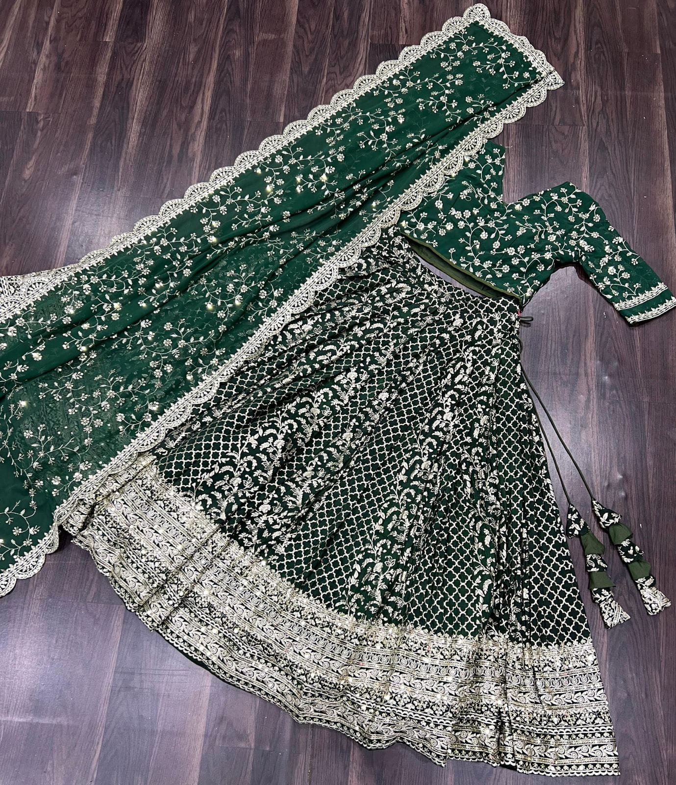 Marriage Special Green Embroidered Work Lehenga Choli