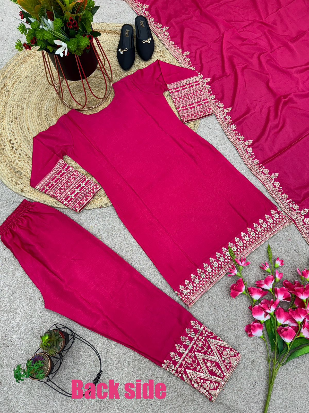 Pink Color Full Sleeve Embroidery Work Salwar Suit