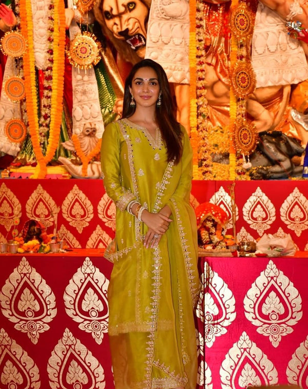Kiara Advani Wear Yellow Color Palazzo Suit