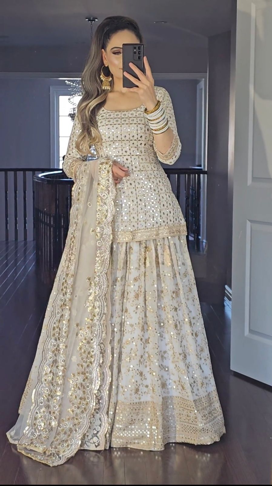 Captivating Embroidery Work White Color Lehenga Suit