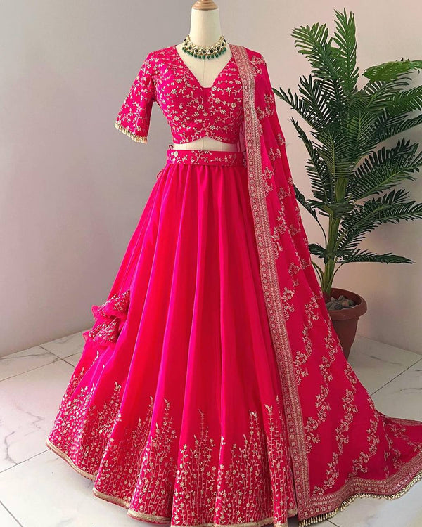 Engagement Wear Pink Color Beautiful Lehenga Choli