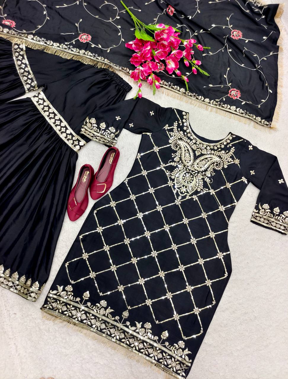 Luxuriant Sequence Work Black Color Sharara Suit