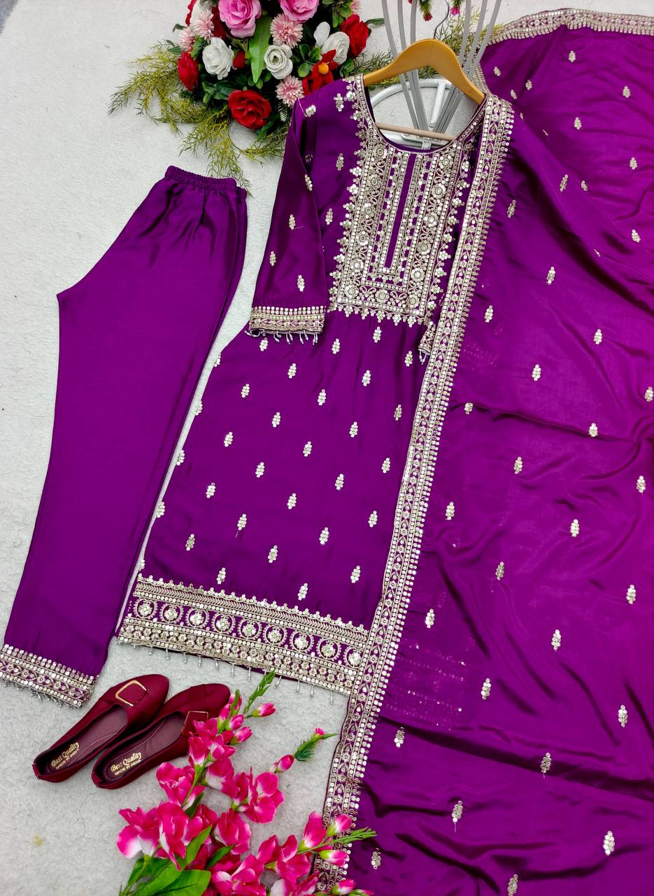 Elegant Purple Color Salwar Suit With Dupatta
