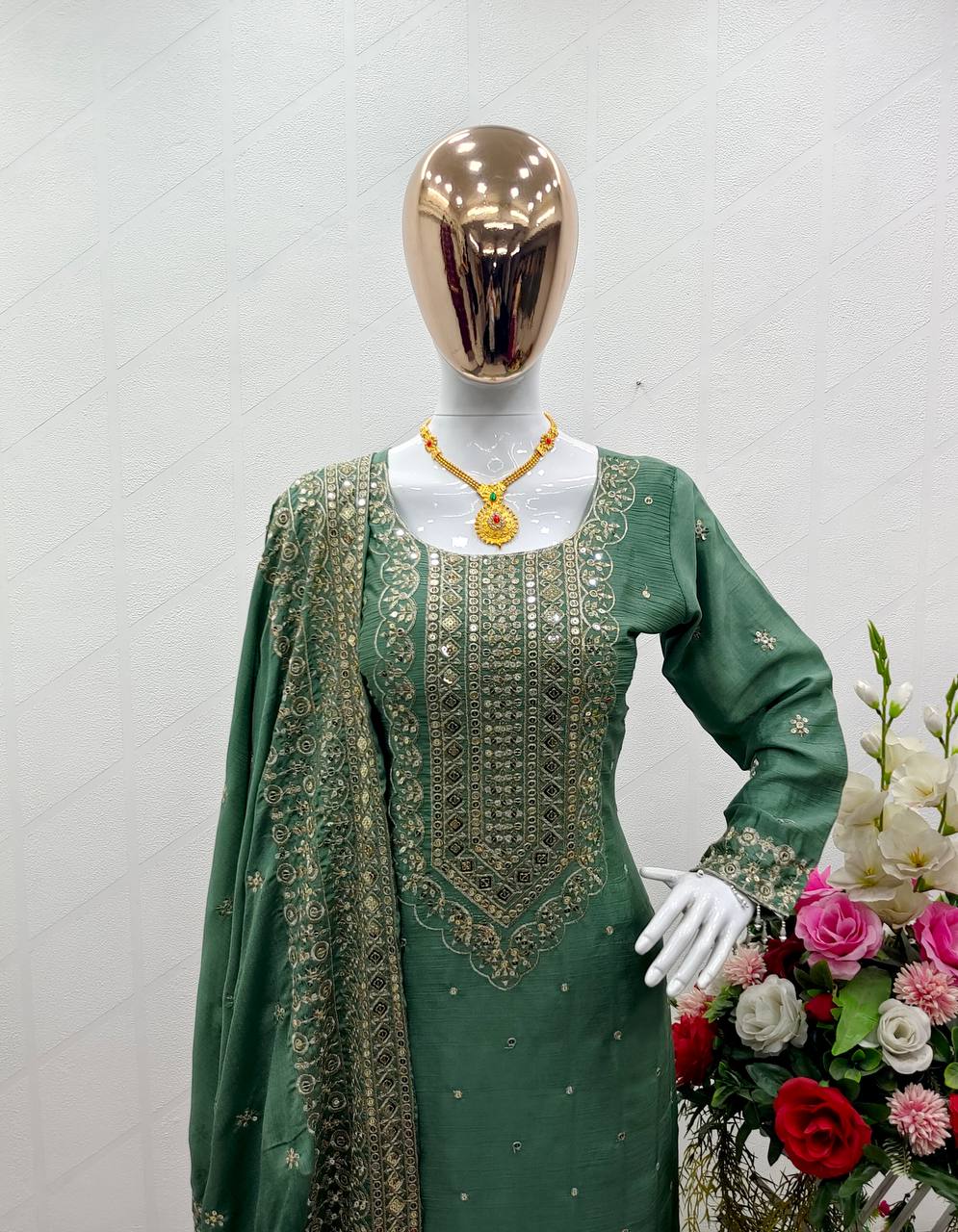 Good Looking Dark Pista Green Salwar Suit