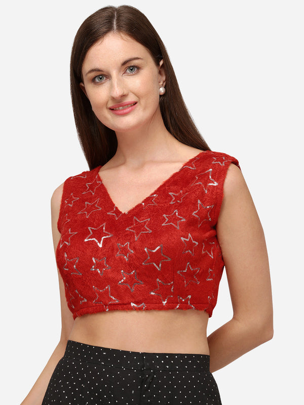 Lovely Red Color Sequence Work Designer Blouse