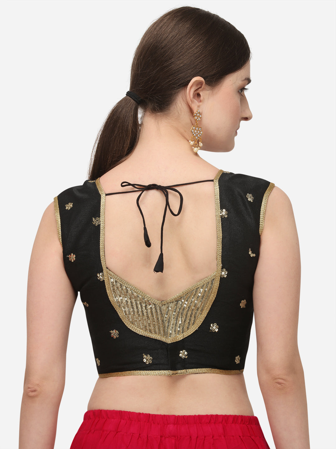 Amazing Black Color Embroidery Work Silk Blouse