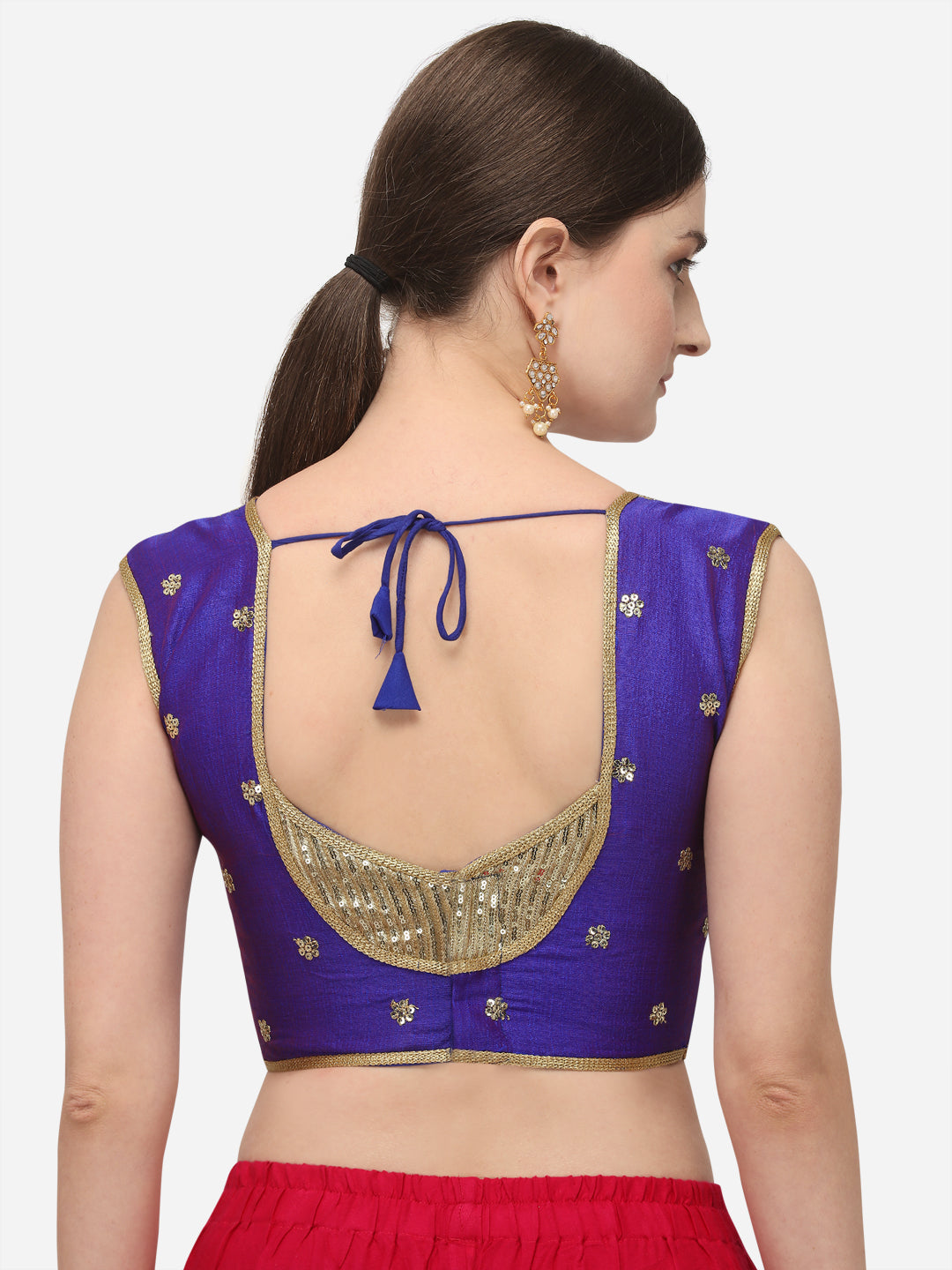 Amazing Blue Color Embroidery Work Silk Blouse