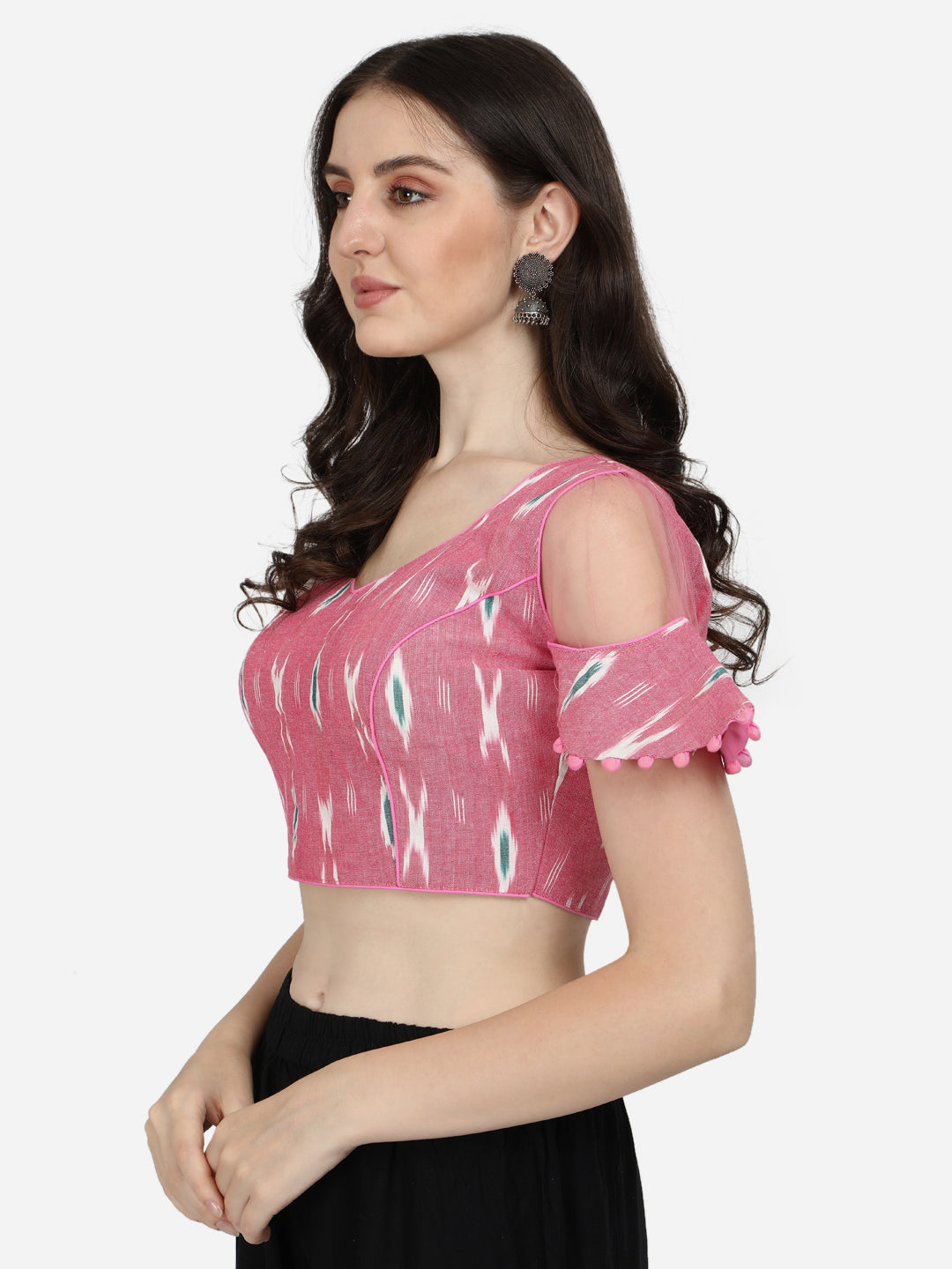 Designer Light Pink Color Printed Cotton Blouse