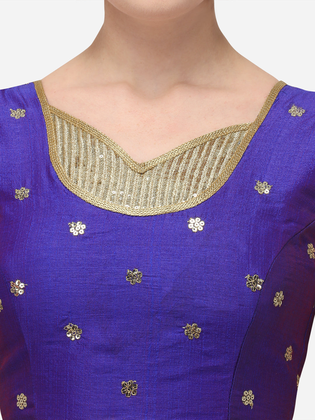 Amazing Blue Color Embroidery Work Silk Blouse