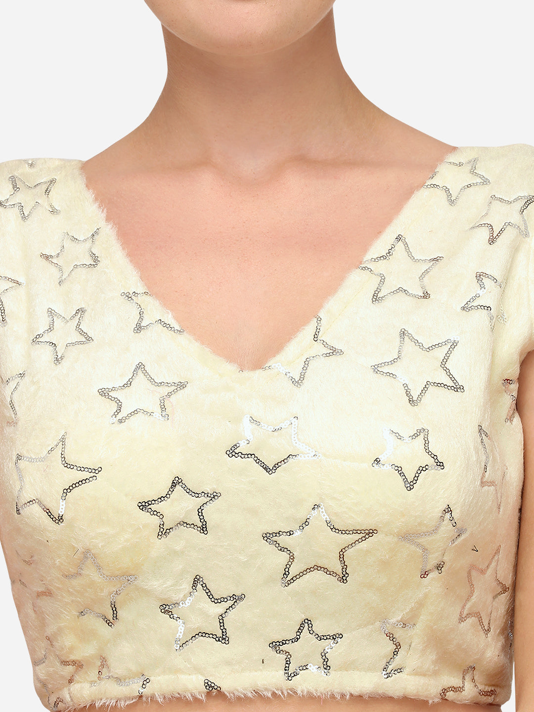Lovely Cream Color Sequence Work Designer Blouse