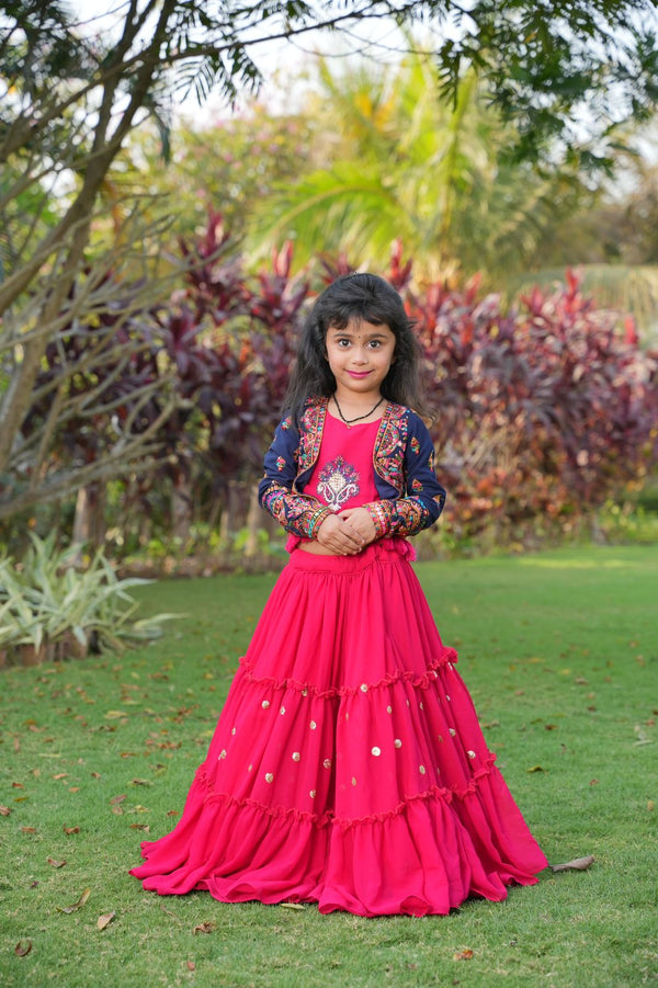 Gorgeous Kids Wear Pink Color Lehenga With Jacket