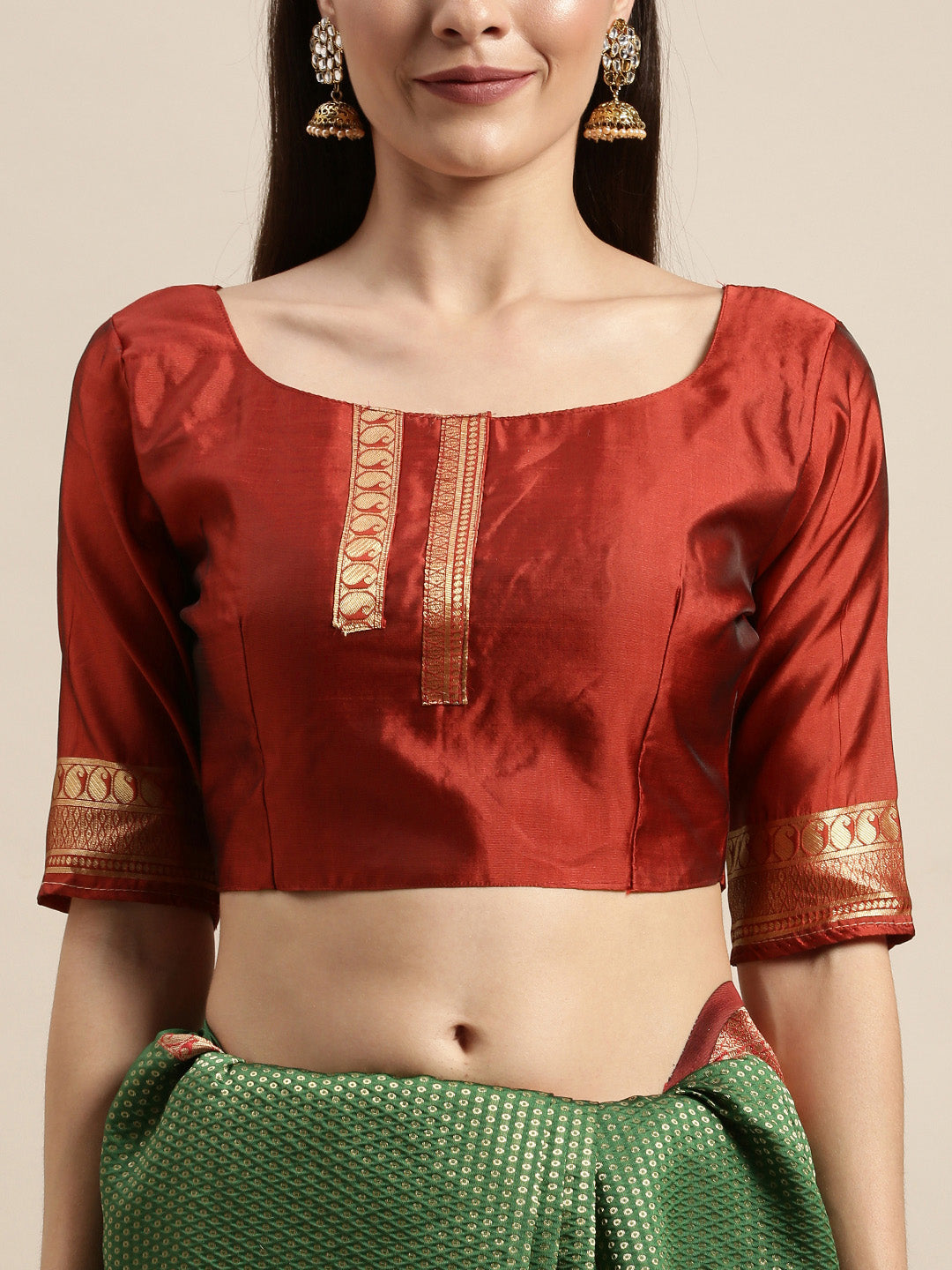 Admiring Green And Maroon Color Banarasi Silk Saree