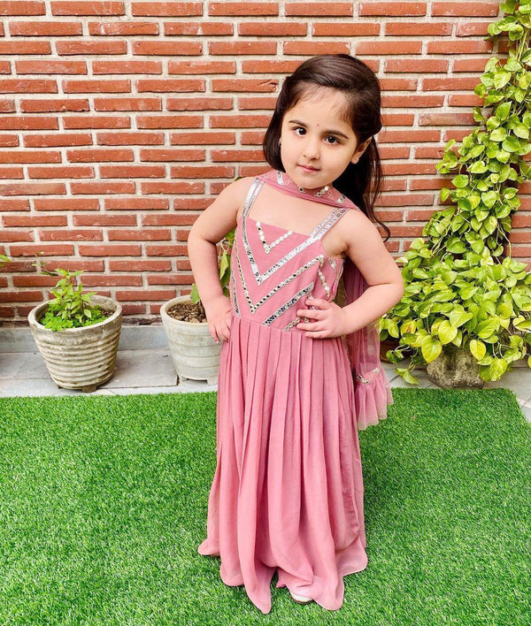 Designer Peach Color Party Wear Gown for kids