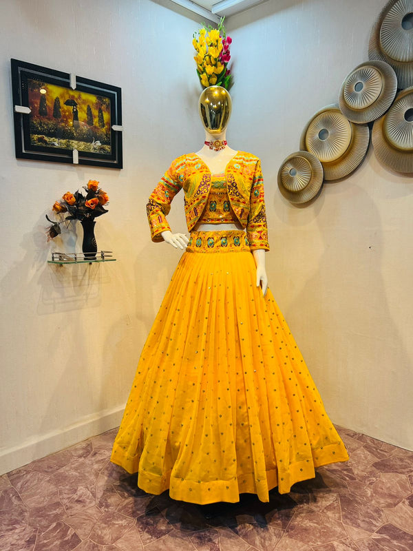 Lovely Yellow Color Sequence Work Function Lehenga Choli