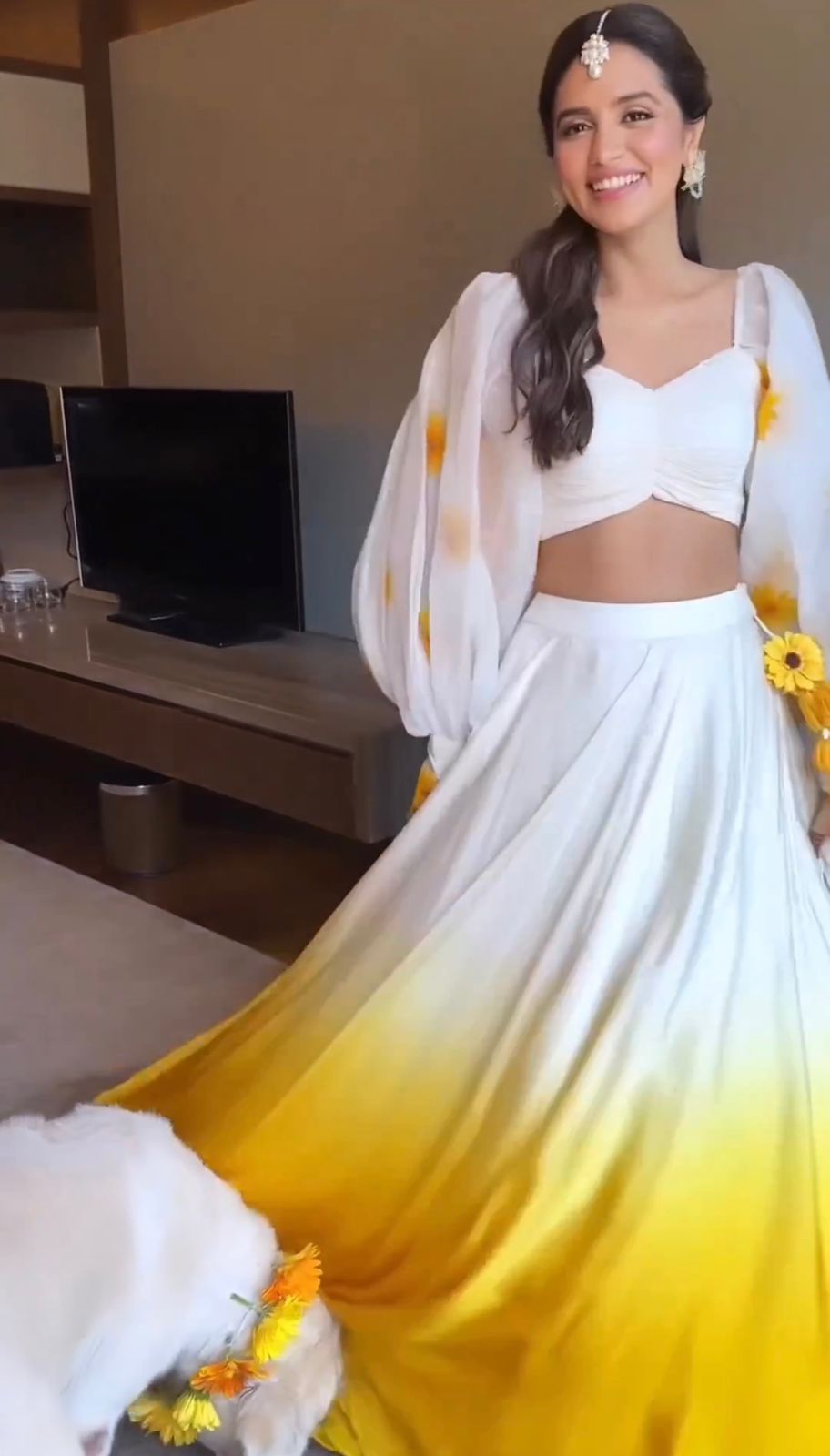 Haldi Wear White With Yellow Color Silk Lehenga Choli
