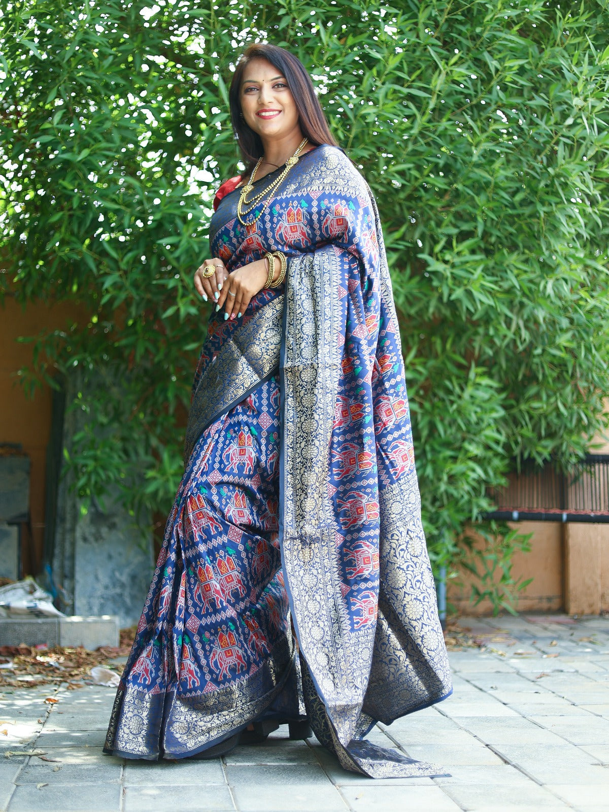 Patola Weaving Rich Pallu And Border Blue Color Saree
