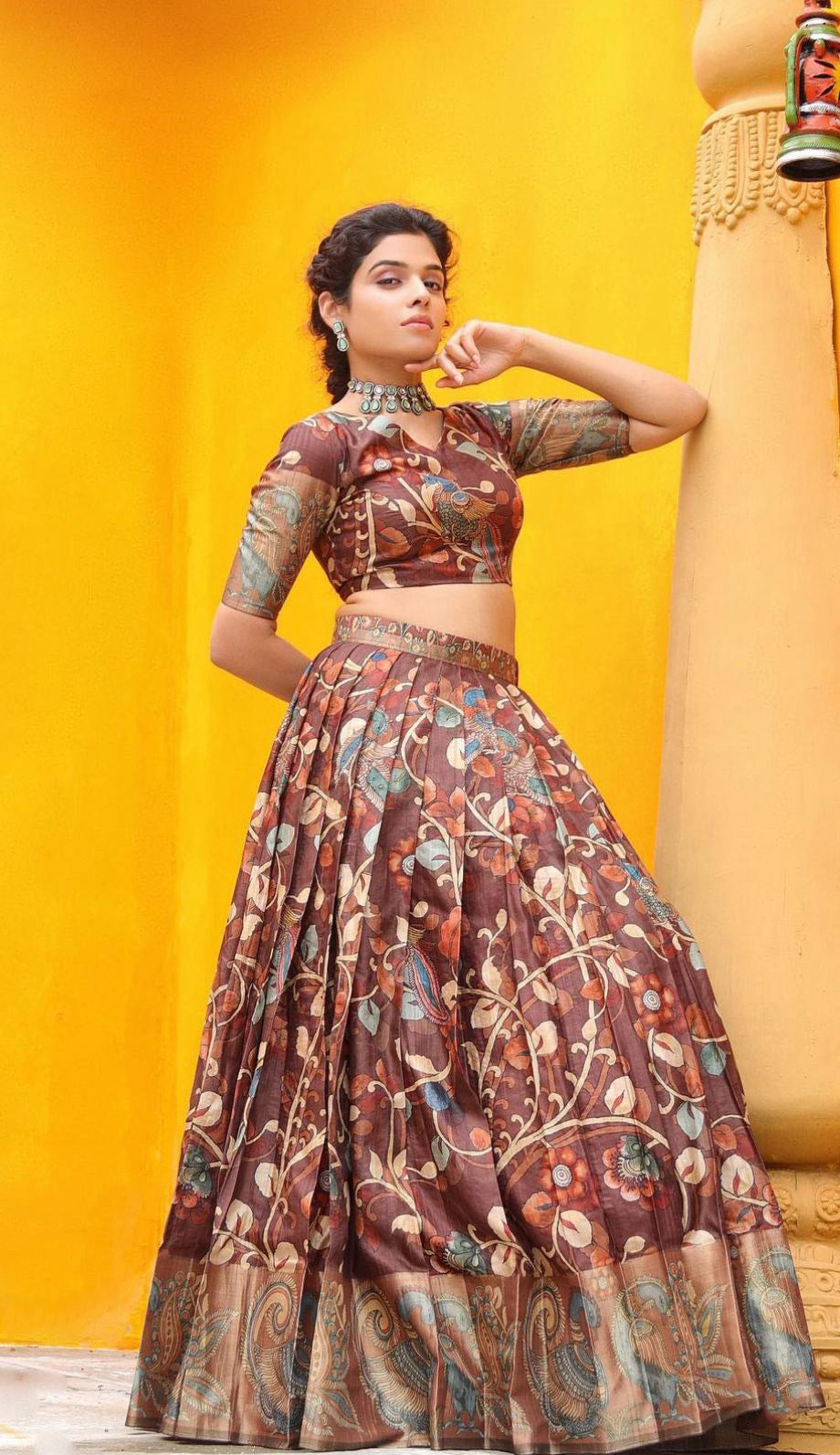 Amazing Kalamkari Printed Maroon Color Lehenga Choli