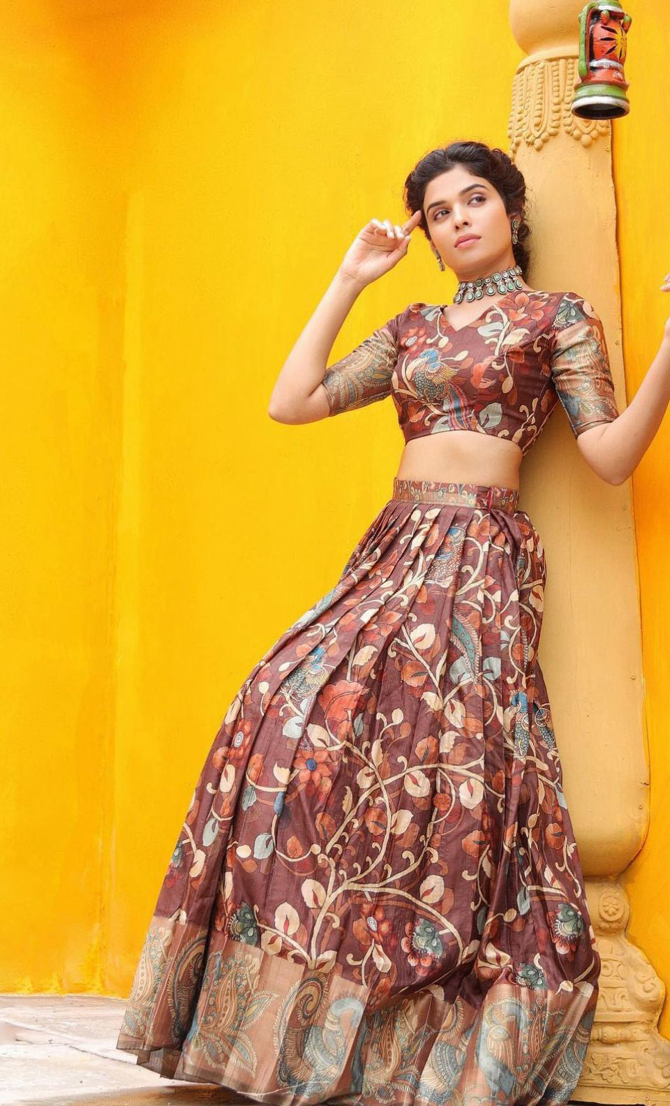 Amazing Kalamkari Printed Maroon Color Lehenga Choli