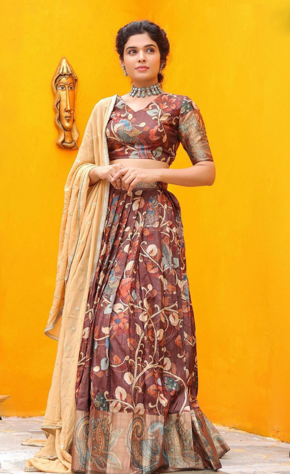 Amazing Kalamkari Printed Maroon Color Lehenga Choli