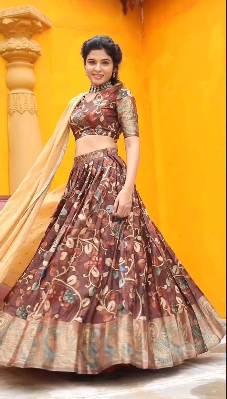 Amazing Kalamkari Printed Maroon Color Lehenga Choli