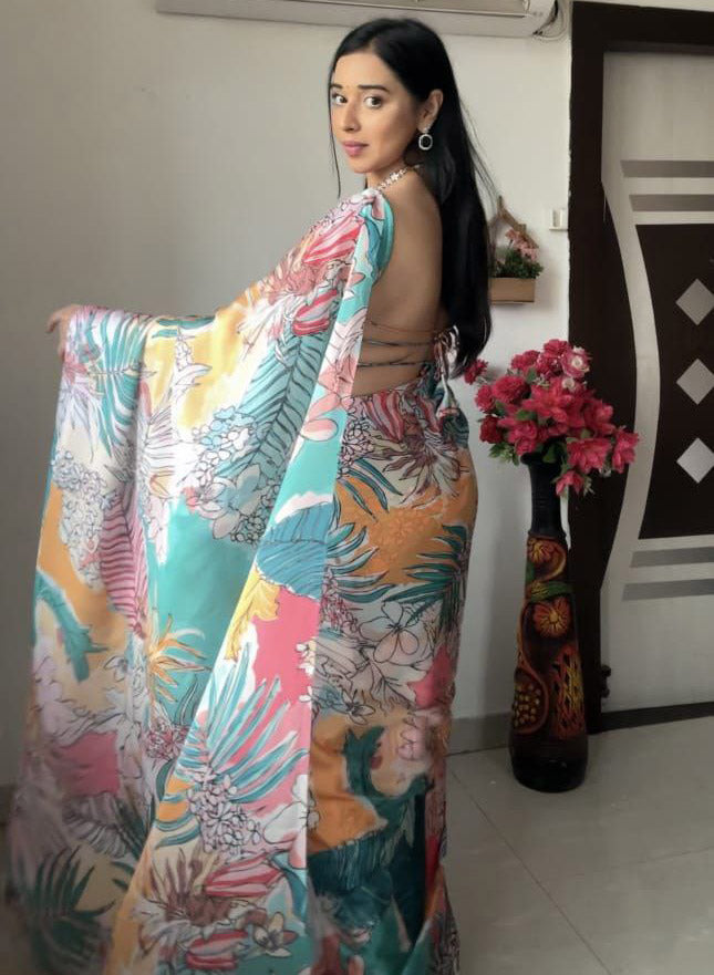 Captivating Ready To Wear Multi Color Saree