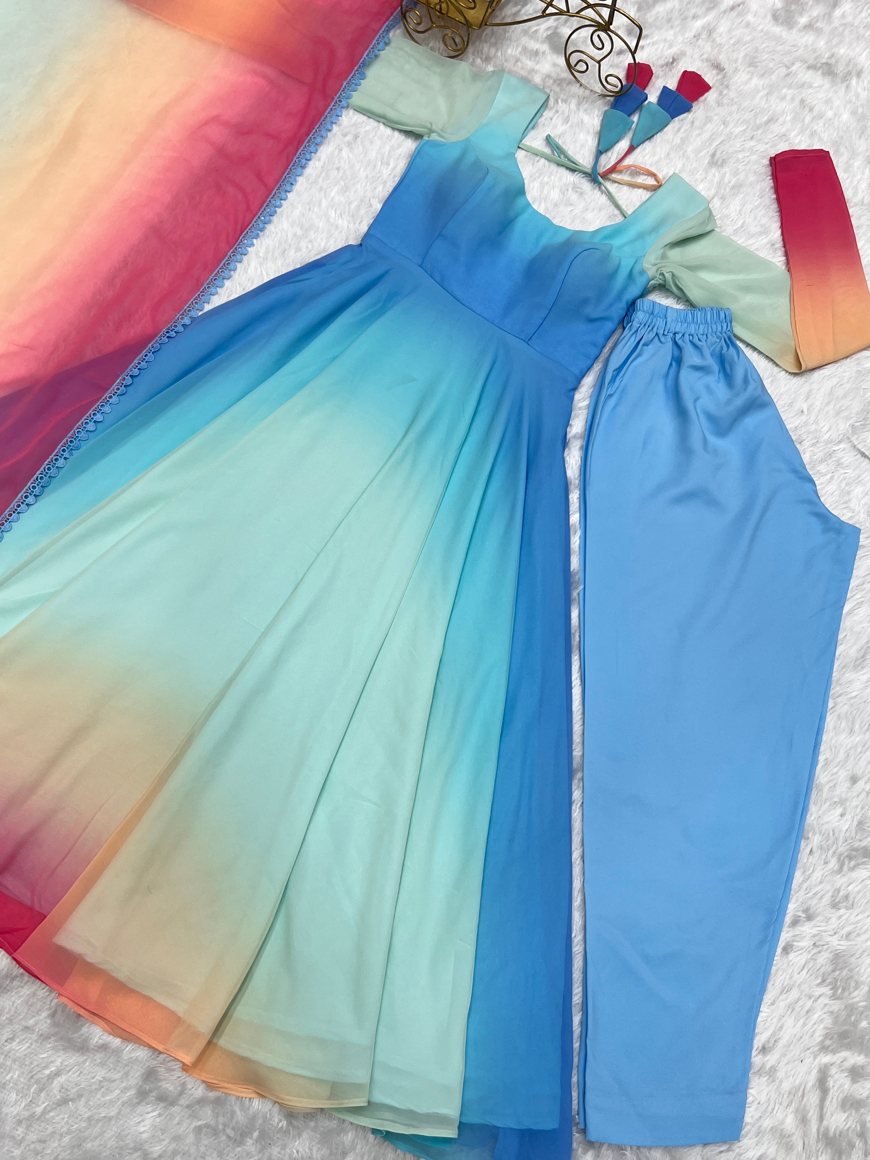 Celebrity Style Multi Color Anarkali Suit