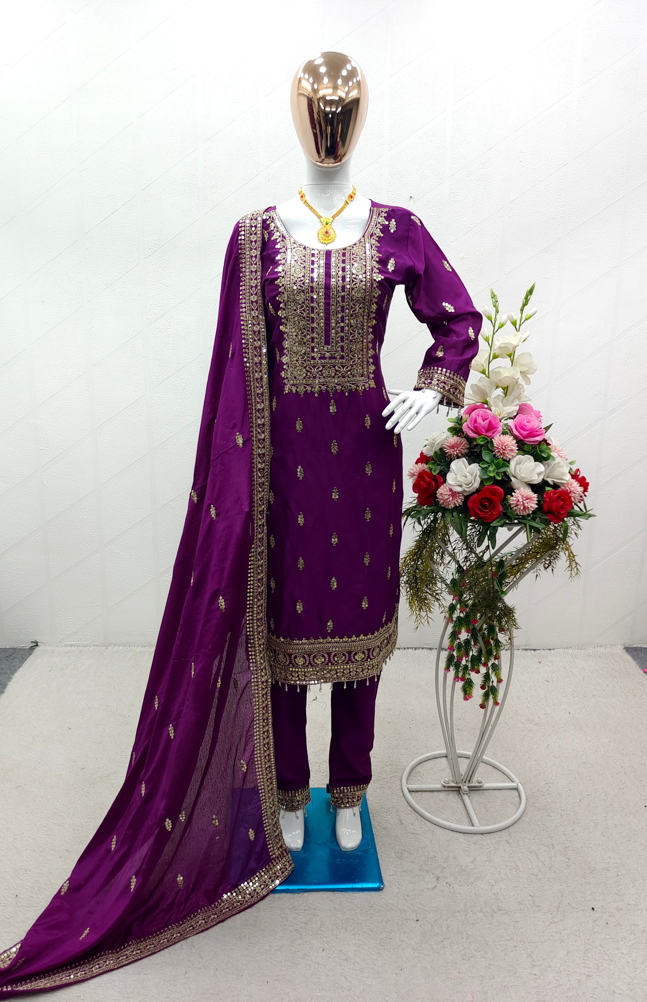 Elegant Purple Color Salwar Suit With Dupatta