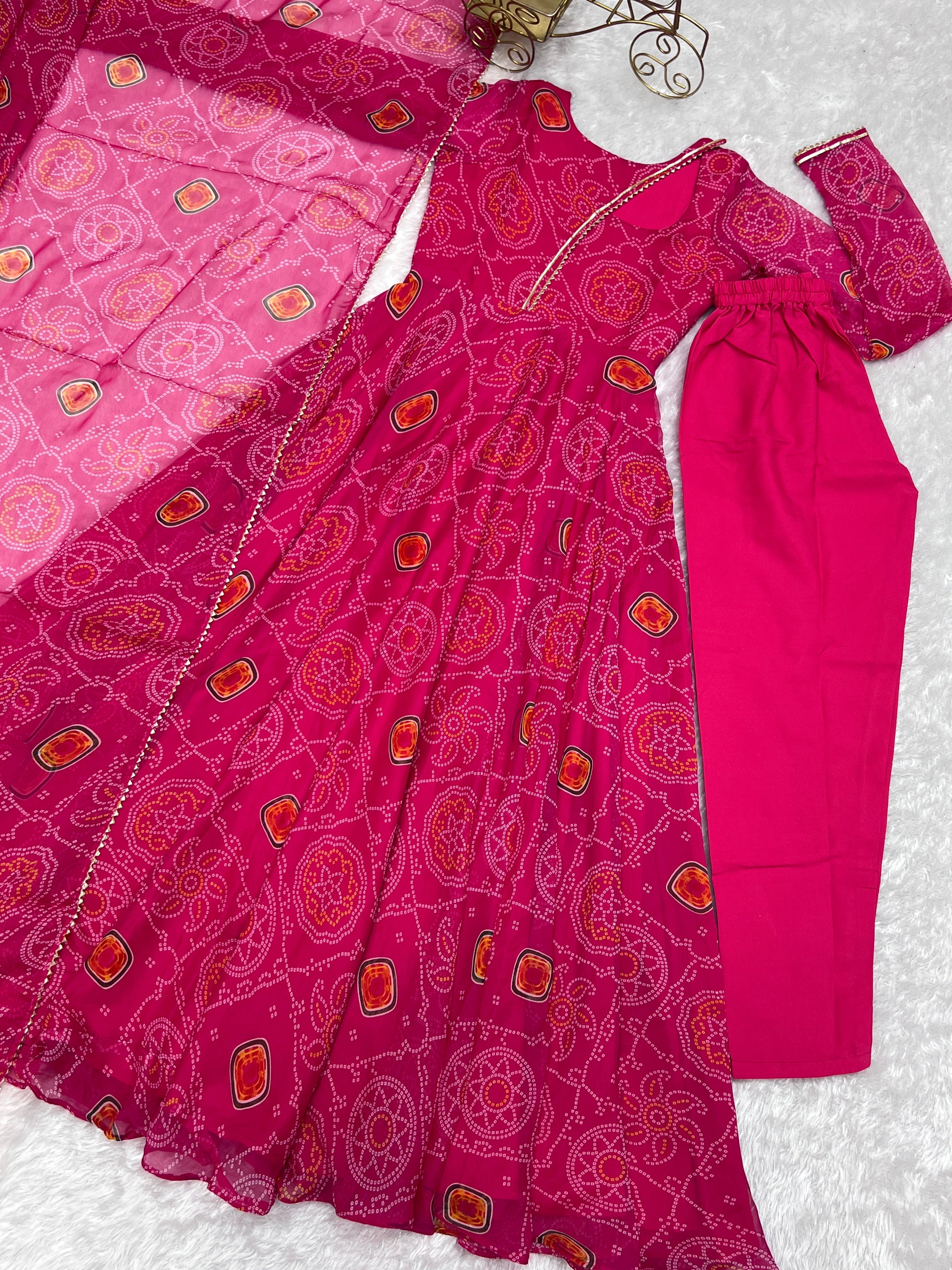 Stylish Neck Pattern Pink Color Anarkali Suit