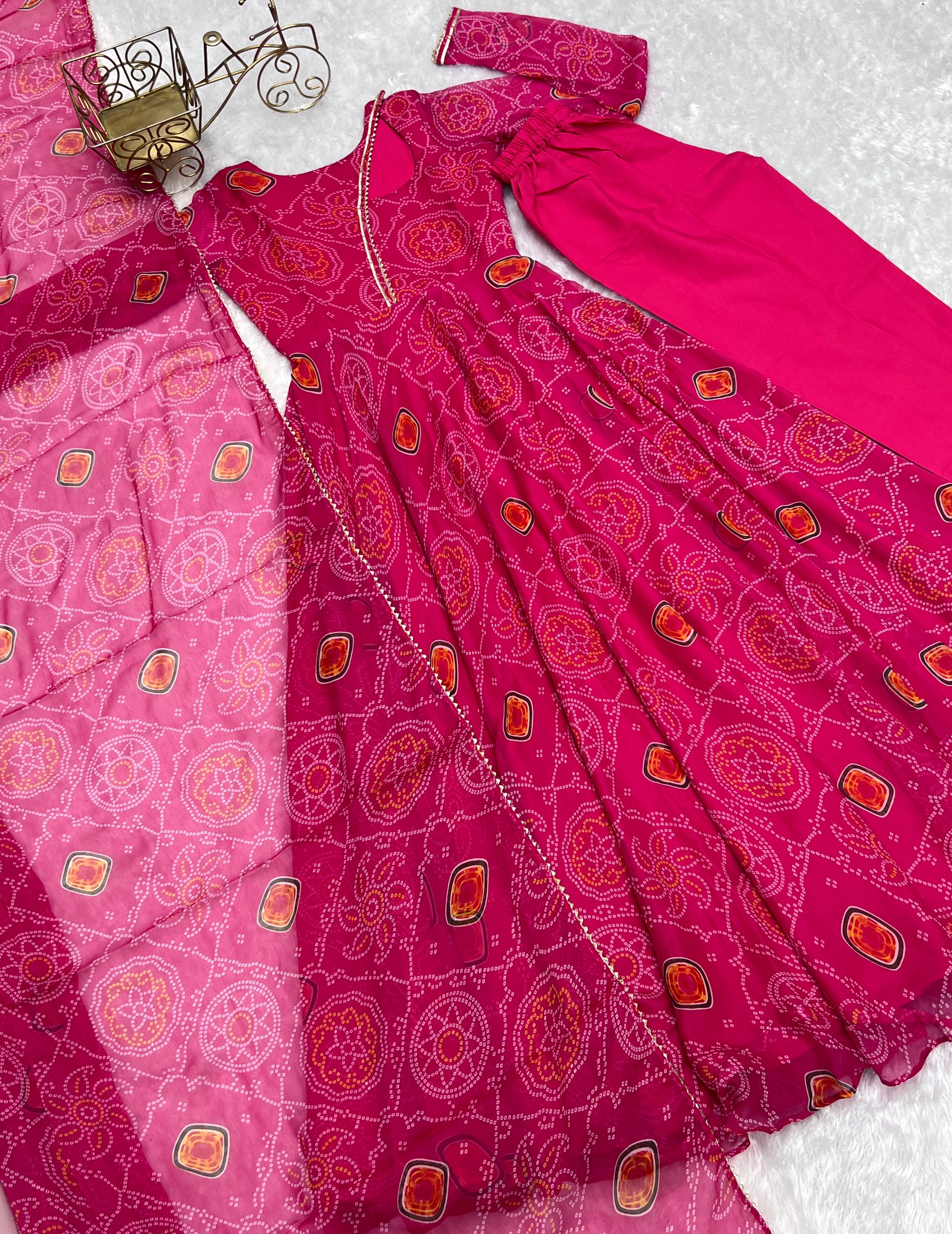 Stylish Neck Pattern Pink Color Anarkali Suit