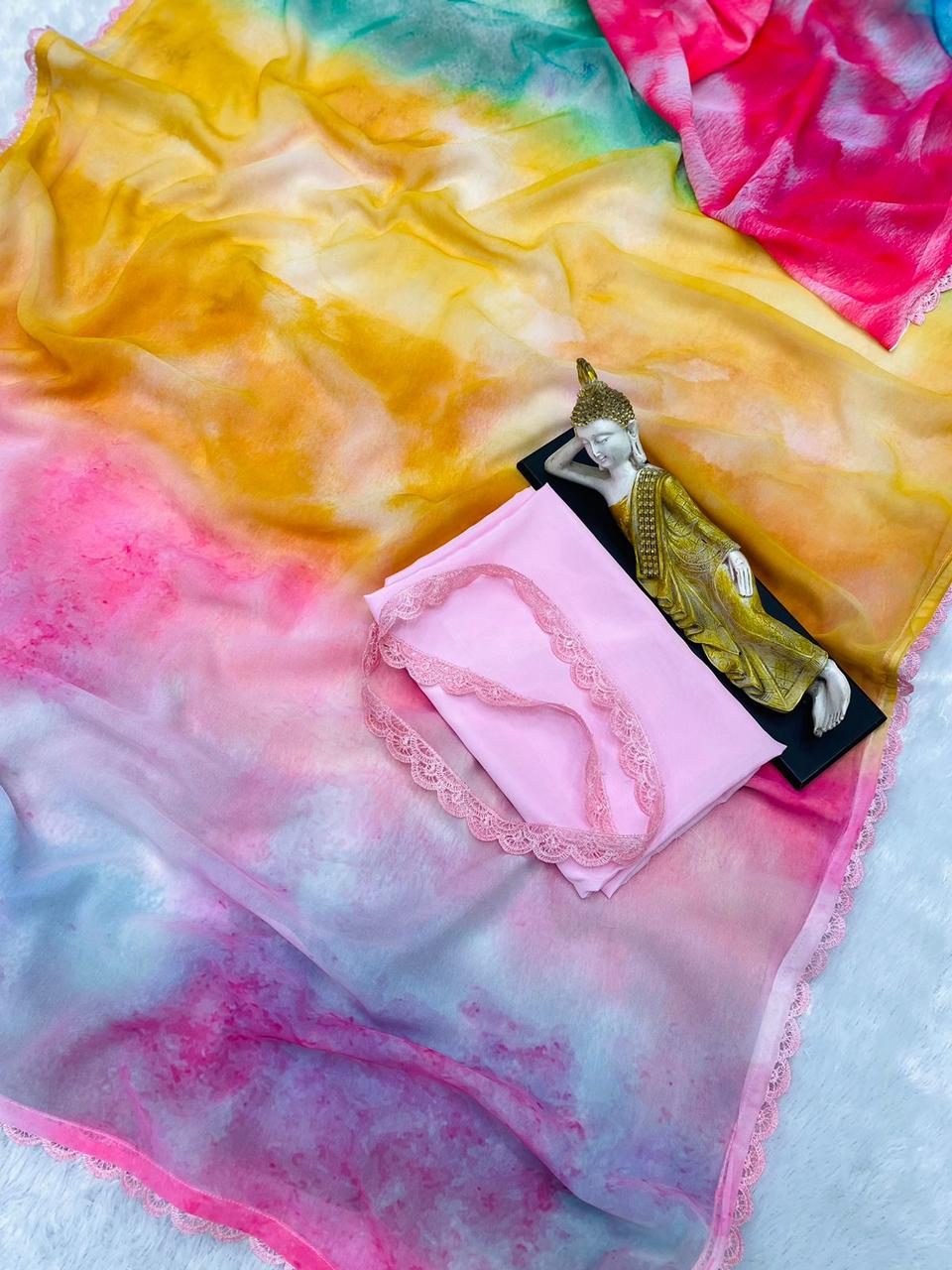 Multi Color Printed Alia Bhatt Wear Saree