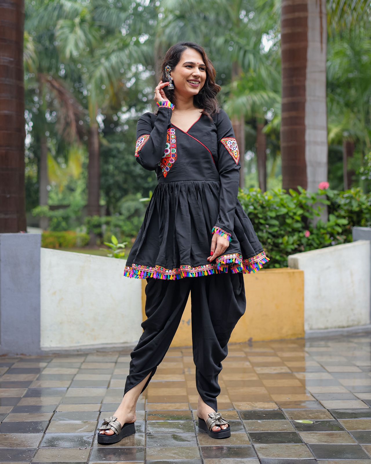 Navratri Special Black Color Kediyu With Dhoti