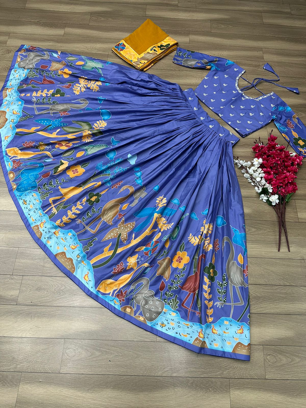Traditional Blue Color Kalamkari Print Lehenga Choli