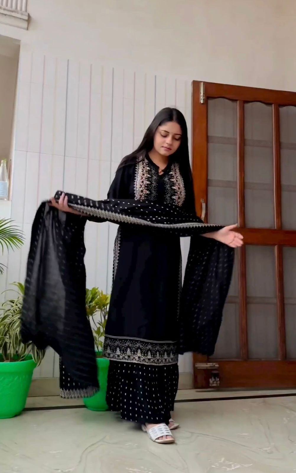 Trendy Black Color Sequence Work Sharara Suit