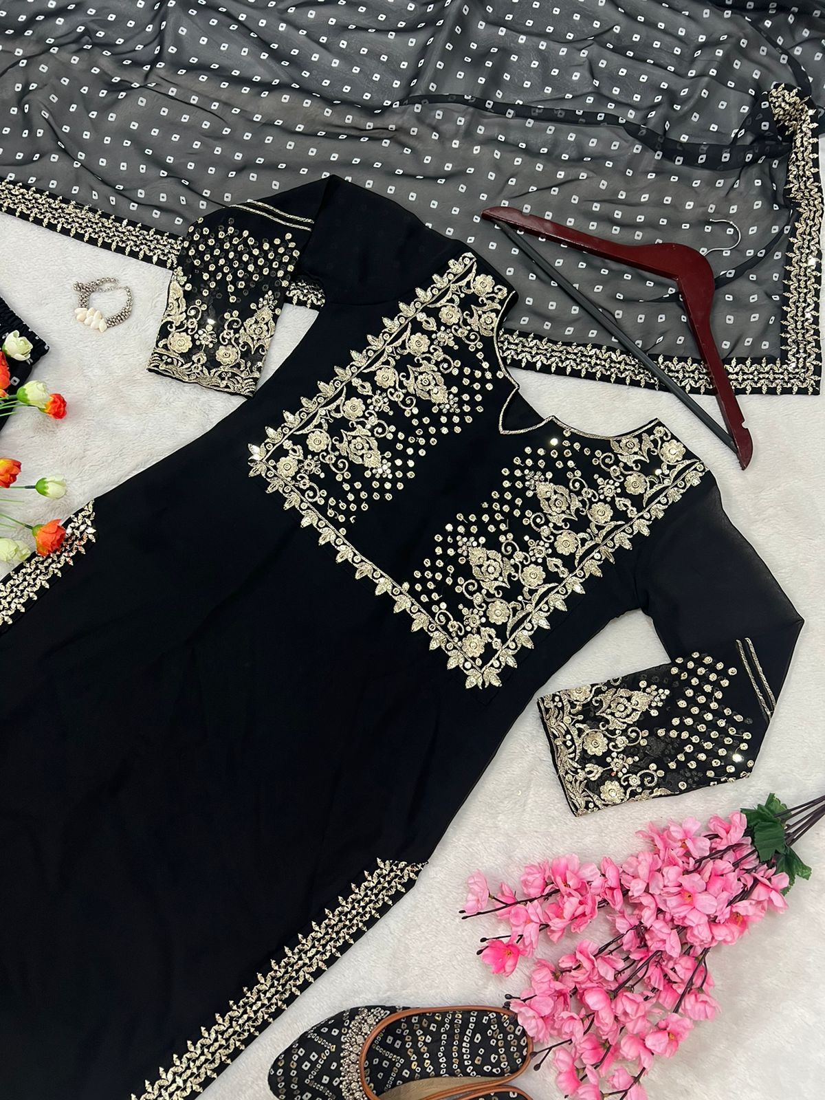 Trendy Black Color Sequence Work Sharara Suit