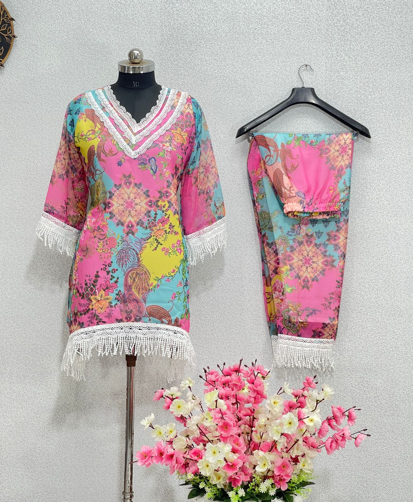 Captivating  Multi Color Printed Palazzo Suit