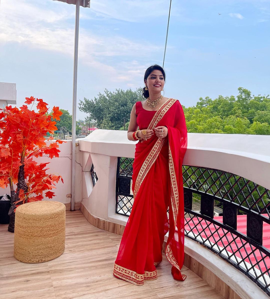 Saubhagyavati Bhava Red Color Saree